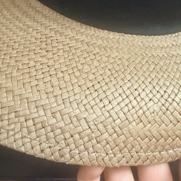 Janessa Leone Corbin Brown Straw Fedora Hat Medium 57cm Wide Brim USA Packable main image 10